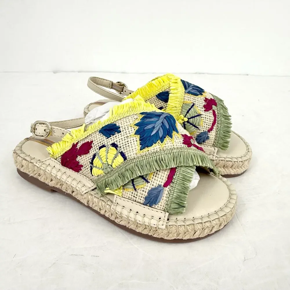 Sam Edelman Kids Kayden Slingback Sandal US 1 M Beige Multicolor Leather NIB